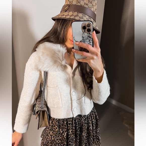 LAST 1!🔥ZARA REMOVABLE FAUX FUR LAPEL KNIT JACKET - Picture 5 of 14